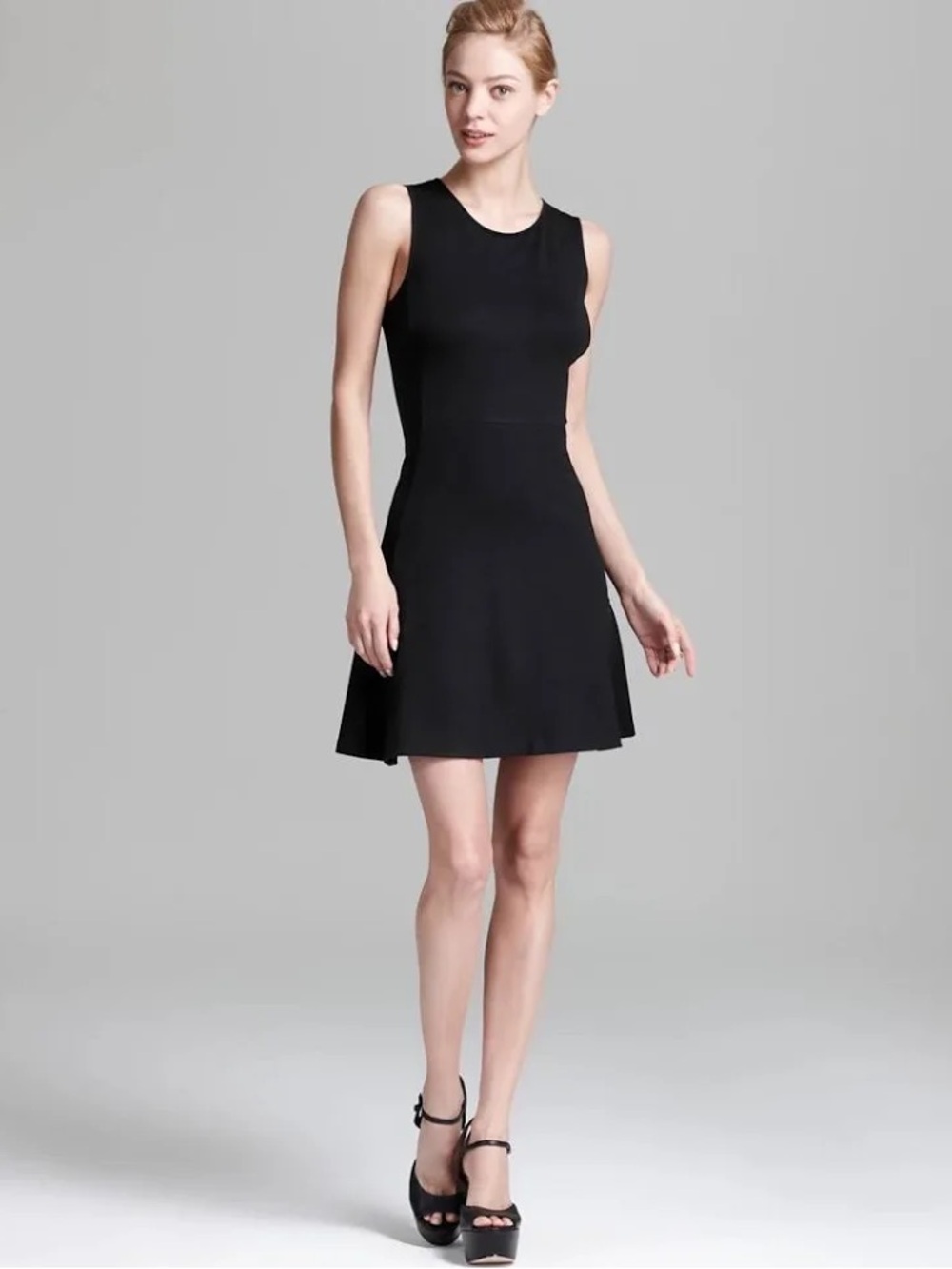 Theory Nkay Classical Fit and Flare Black Dress Size 6 Minimalist Office